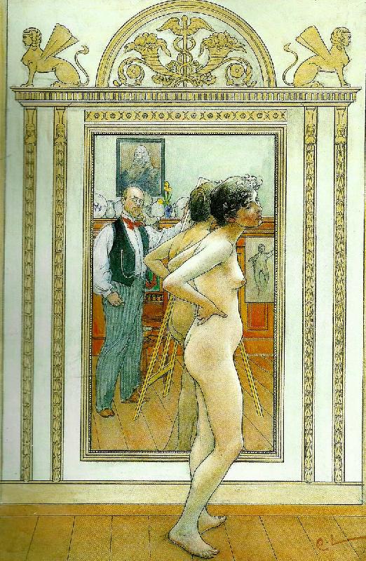 Carl Larsson framfor spegeln oil painting picture